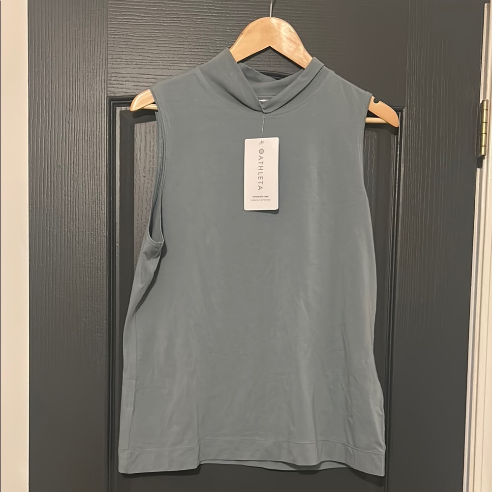 Athleta blue Green Sleeveless Outbound mock neck Tank Top